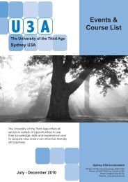 Course List 2nd Semester 2010 - Sydney U3A