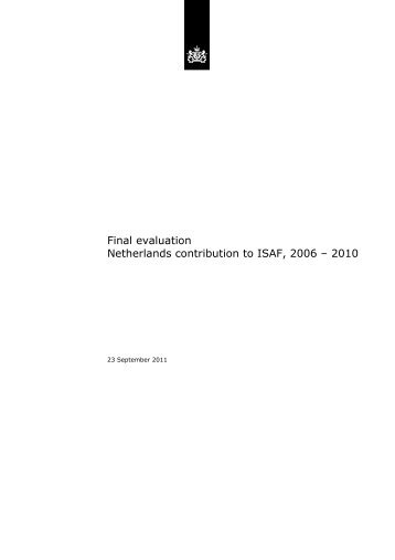 Final evaluation Netherlands participation in ISAF 2006 - 2010