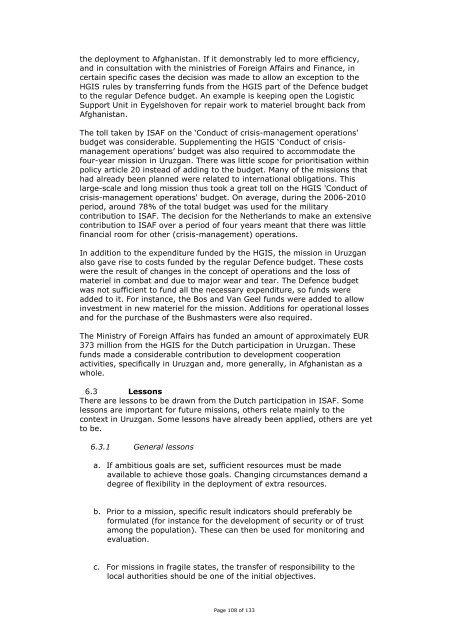 Final evaluation Netherlands participation in ISAF 2006 - 2010