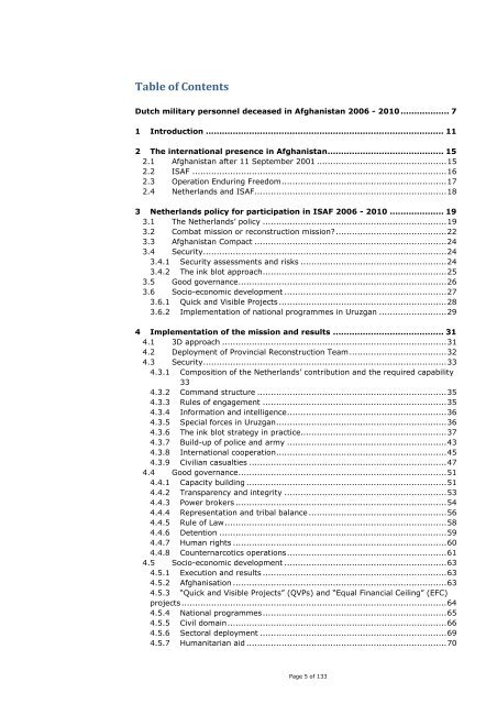 Final evaluation Netherlands participation in ISAF 2006 - 2010