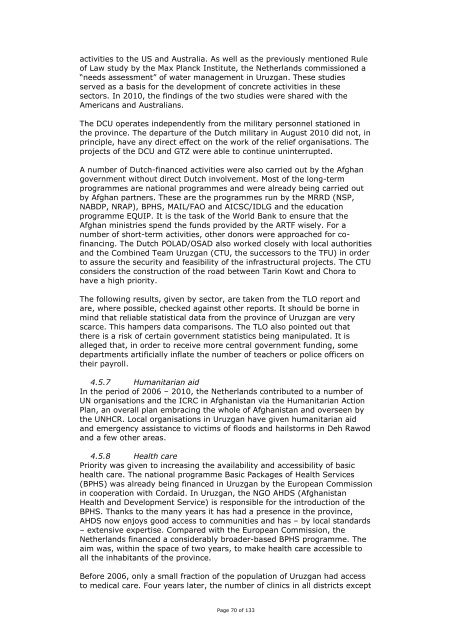 Final evaluation Netherlands participation in ISAF 2006 - 2010