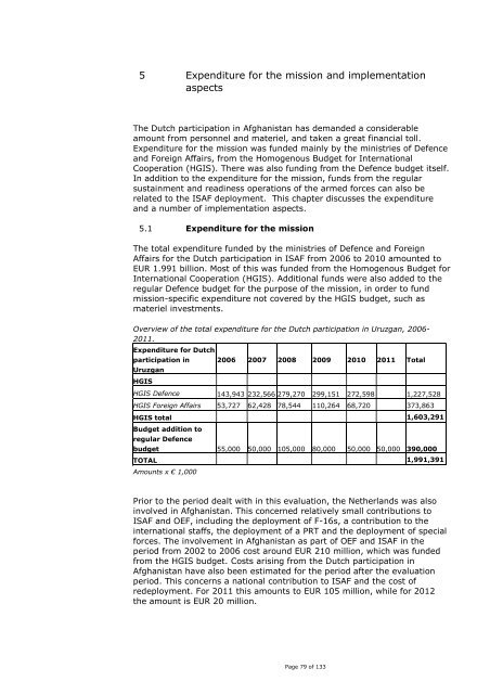 Final evaluation Netherlands participation in ISAF 2006 - 2010