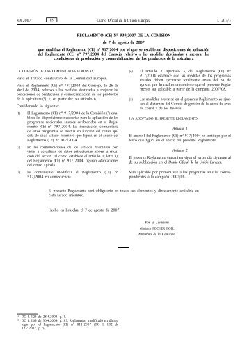 Reglamento 939/2007 sobre disposiciones de ... - Agrodigital