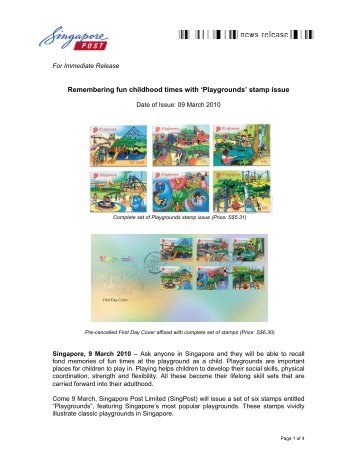 'Playgrounds' stamp issue - Singapore Post