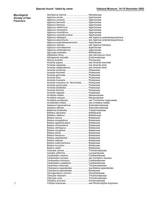 Catalogue of Fungus Fair - Mycological Society of San Francisco