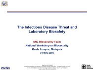 The Infectious Disease Threat and Laboratory Biosafety - Sandia ...