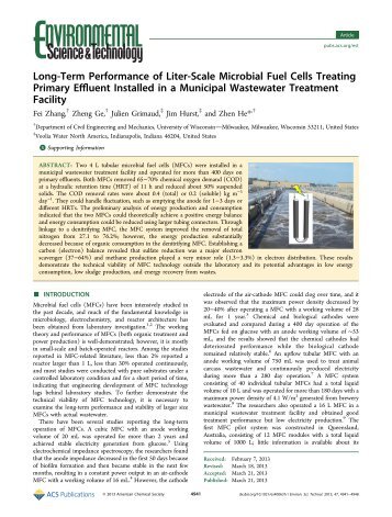 Long-Term Performance of Liter-Scale Microbial Fuel Cells Treating ...