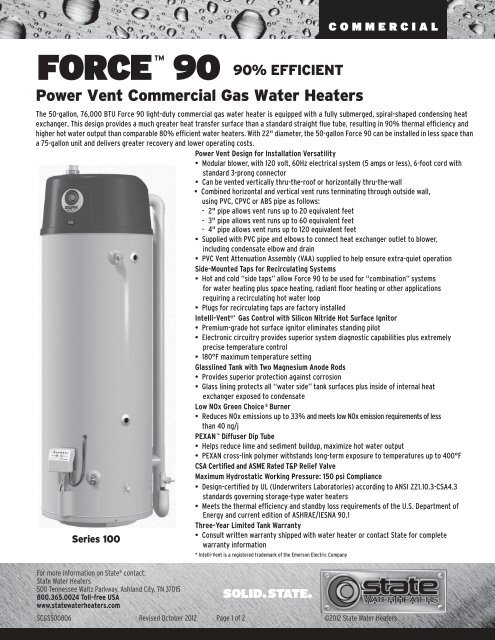 FORCE 90 - State Water Heaters