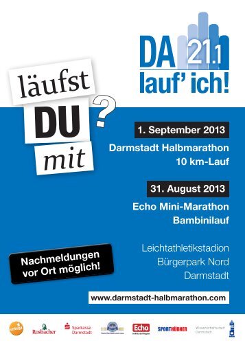 Sonntag, 1. September - Darmstadt Halbmarathon
