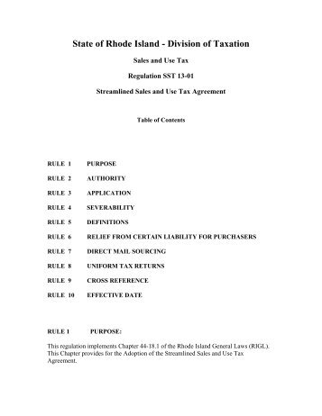 Streamlined Sales and Use Tax Agreement - Regulation SST 13-01