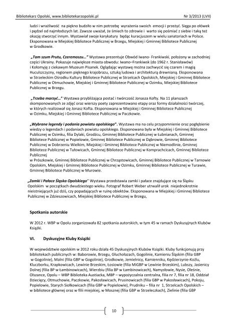 Nr 3/2013 (LVII) ISSN 2083-7321 - Bibliotekarz Opolski