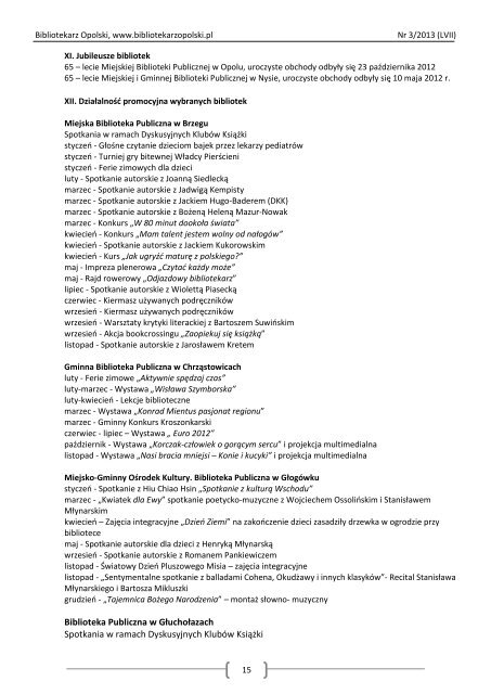 Nr 3/2013 (LVII) ISSN 2083-7321 - Bibliotekarz Opolski