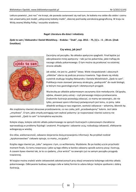 Nr 3/2013 (LVII) ISSN 2083-7321 - Bibliotekarz Opolski