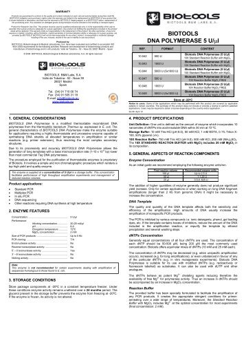 BIOTOOLS DNA POLYMERASE 5 U/µl