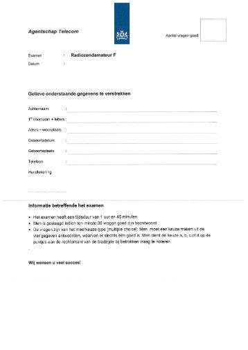 Proefexamen RZAM-F - Agentschap Telecom