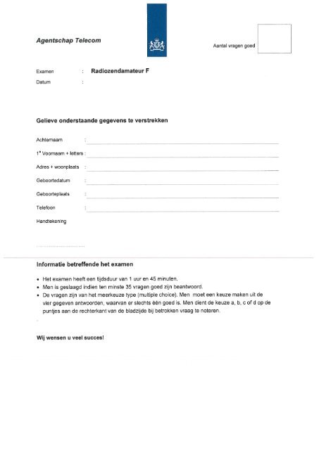 Proefexamen RZAM-F - Agentschap Telecom