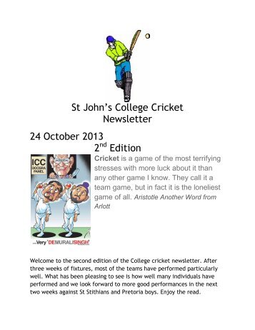 Cricket Newsletter 02 - St John's College