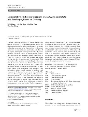 Comparative studies on tolerance of Medicago truncatula and ...