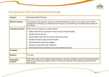 Mental Strength Training Session Plan - Sport New Zealand