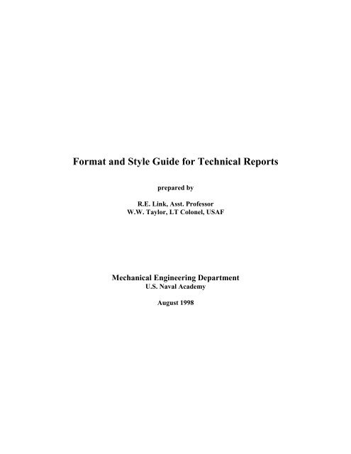 Format and Style Guide for Technical Reports