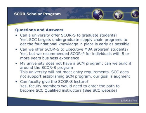 SCOR-S program overview - Supply Chain Council