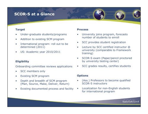 SCOR-S program overview - Supply Chain Council