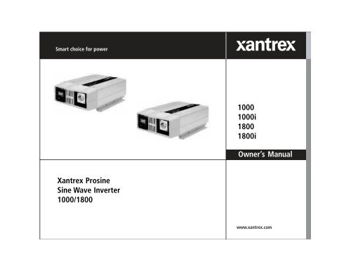 1000 1000i 1800 1800i Owner's Manual Xantrex Prosine Sine Wave ...