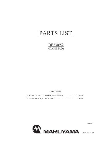 PARTS LIST - Maruyama