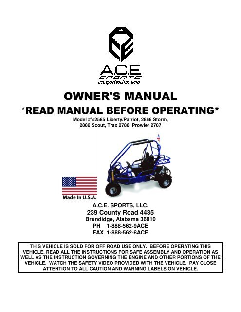 Owner's Manual - Family Go Karts