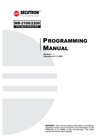 LT-2001 MR-2100_2200 Programming Manual Rev.1 - Secutron
