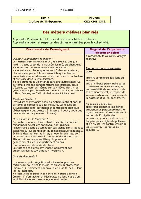 Des métiers en classe - classeelementaire