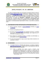 EDITAL NÂº 001/2013 â PS â DV - ABERTURA - UTFPR