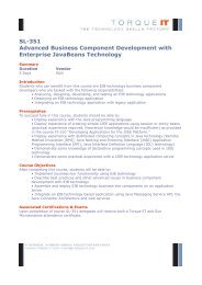 SL-351 Advanced Business Component Development ... - Torque IT