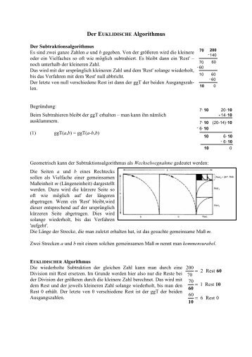 Euklidischen Algorithmus und KettenbrÃ¼chen