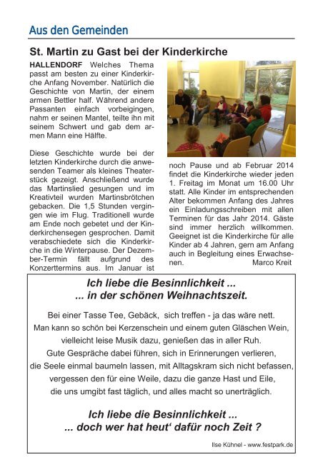 Ausgabe 12 / 2013 - Ev.-luth. Kirchengemeinden Hallendorf ...