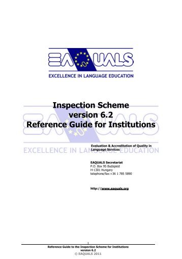 Reference Guide for EAQUALS inspections - Support