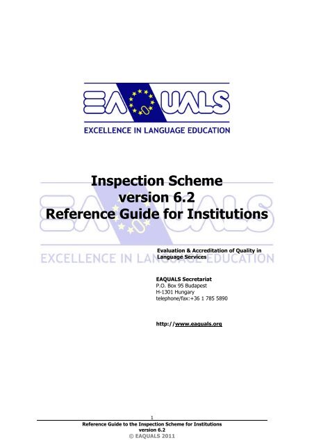 Reference Guide for EAQUALS inspections - Support