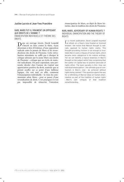 Vol. 62 nÂ°3 juin 2012 - Association franÃ§aise de science politique