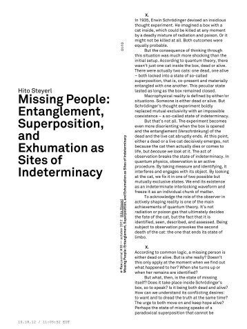Missing People: Entanglement, Superposition, and Exhumation as ...
