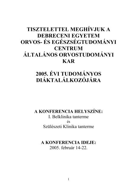 ProgramfÃ¼zet (PDF) - DE OEC TudomÃ¡nyos DiÃ¡kkÃ¶ri TanÃ¡cs