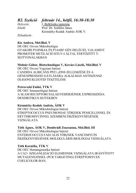 ProgramfÃ¼zet (PDF) - DE OEC TudomÃ¡nyos DiÃ¡kkÃ¶ri TanÃ¡cs