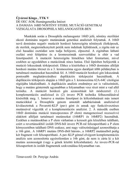 ProgramfÃ¼zet (PDF) - DE OEC TudomÃ¡nyos DiÃ¡kkÃ¶ri TanÃ¡cs