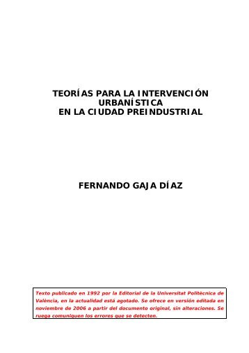 teorías para la intervención urbanística en la ciudad preindustrial ...