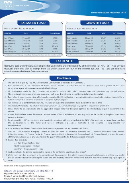 September - Tata AIA Life Insurance