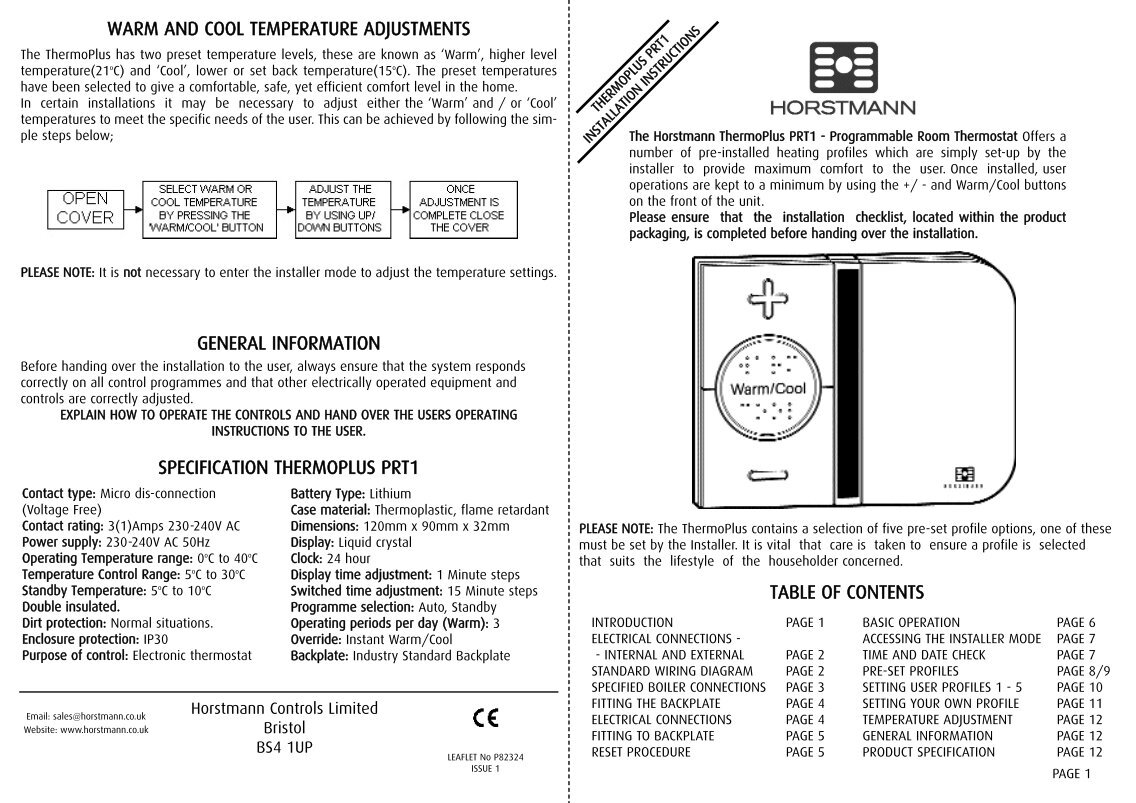 Horstmann Hrfs1 Programmable Room Thermostat Instructions sharapatent