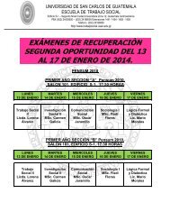 Calendario de Segundos Examenes de Recuperación Primer ...