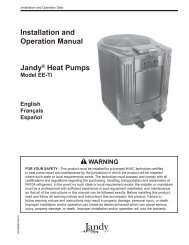 Installation and Op er a tion Man u al JandyÂ® Heat Pumps