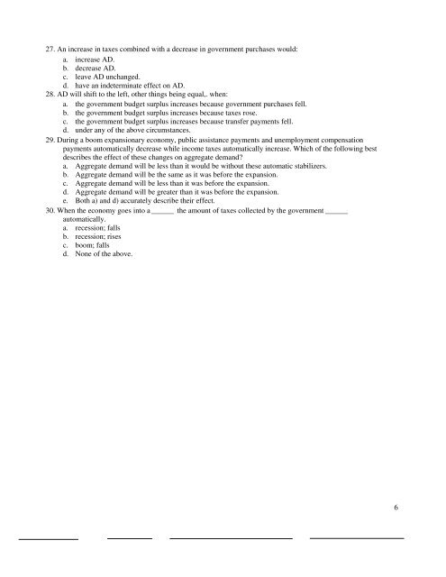 Macroeconomic Principles Third Exam —Fall 2005 ... - Casper College