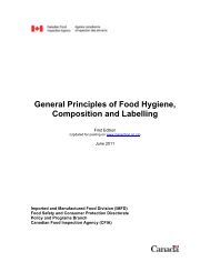 General Principles of Food Hygiene, Composition and Labelling