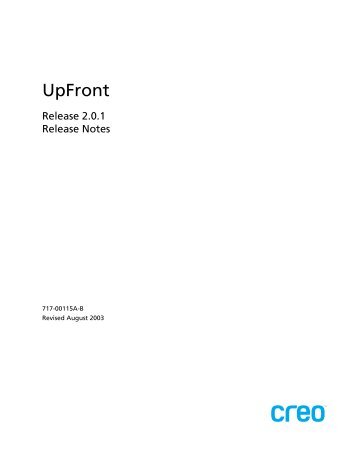 UpFront 2.0.1 Release Notes.book - Kodak